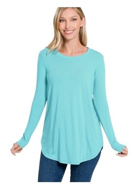 Lush Turquoise pullover w/ tulip sides S